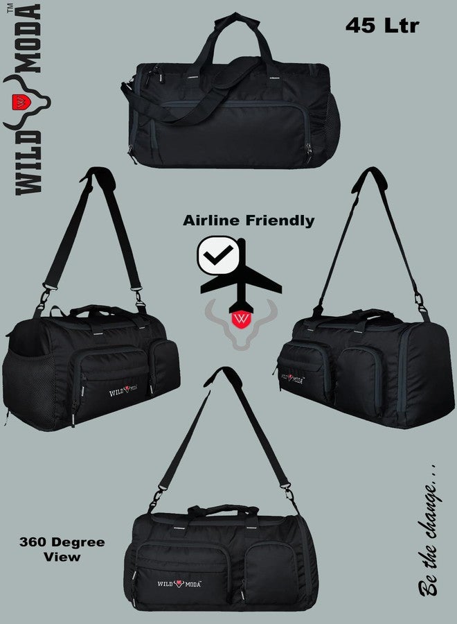 WILD MODA 45L FlexForce: All-in-One Travel, Trekking, Duffel Bag, Sports & Gym Bag (Black) - Image 3